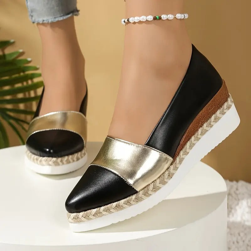 Olivia | Metallic Espadrille Flats