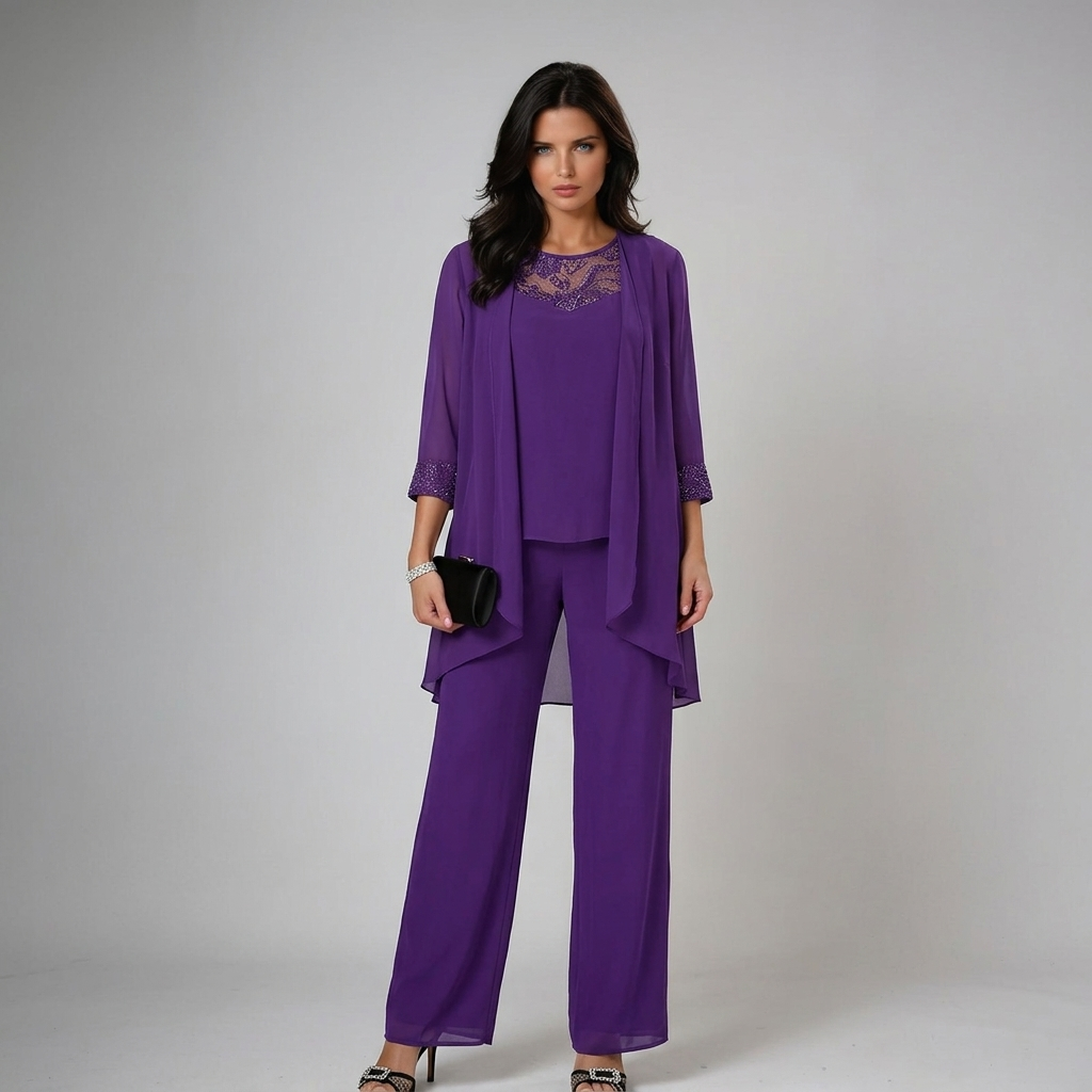 Viviane™ | Elegant Three-Piece Set in Purple