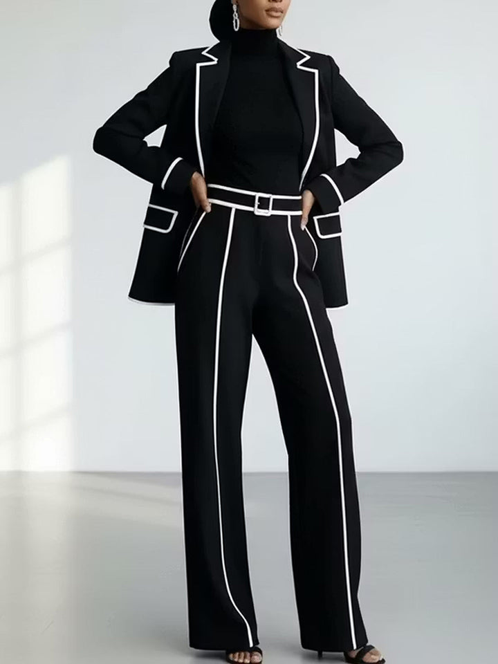Clementina | Blazer and Pants Set with Contrast Piping