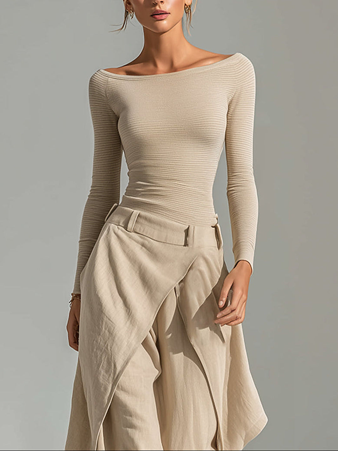 Orsola | Boat-Neck Top and Layered Pants Set