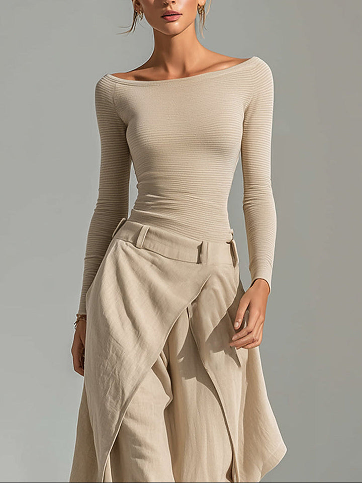 Orsola | Boat-Neck Top and Layered Pants Set