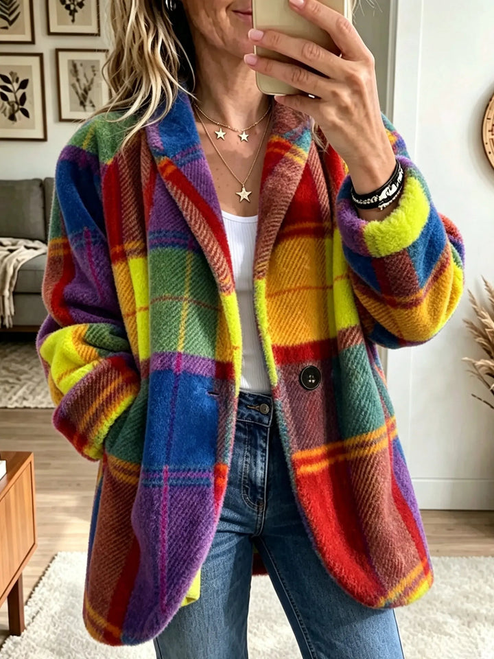 Arka Multicolor Plaid Coat Soleil