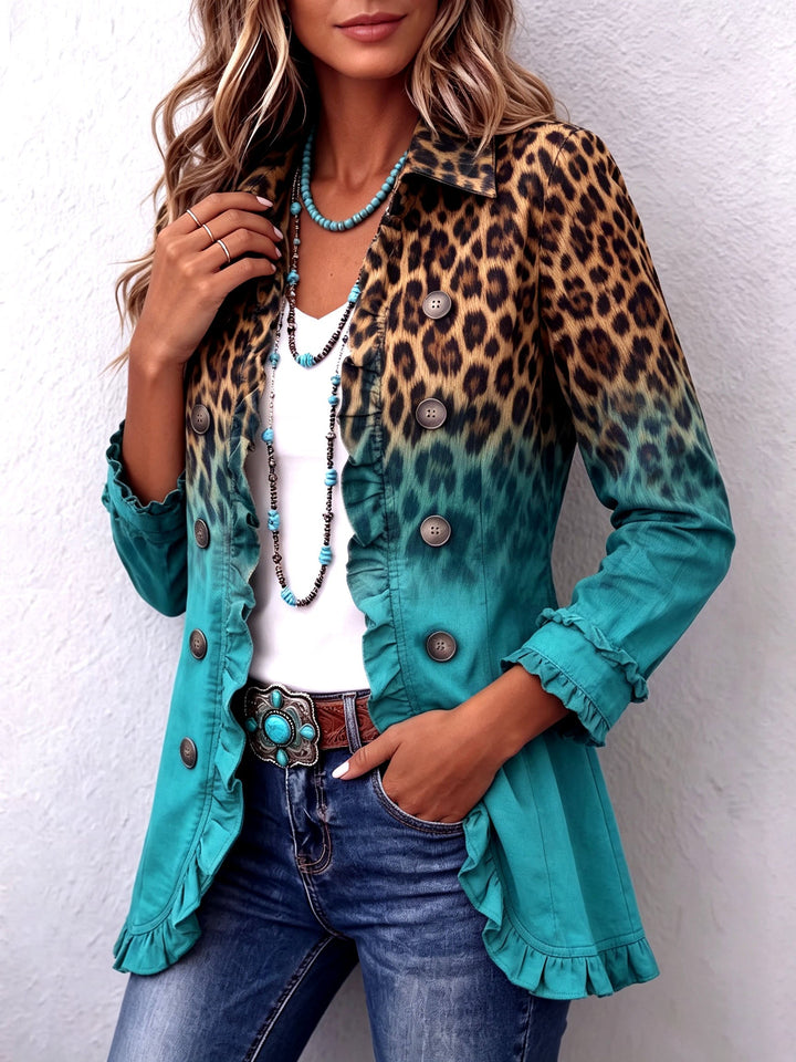 Cassandre | Ombre Leopard Ruffle-Trim Blazer