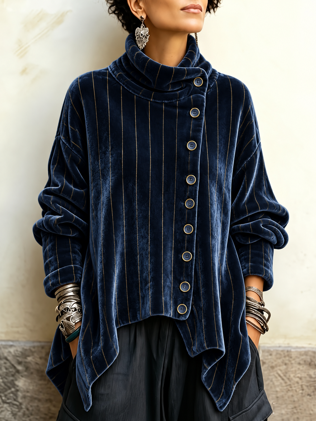 Novette™ | Striped Tunic with Funnel Neck
