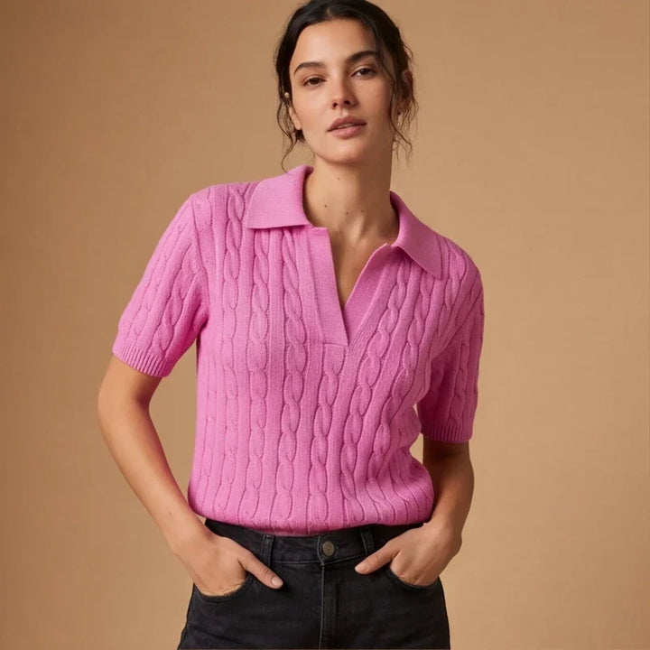 WHITNEY CABLE KNIT POLO