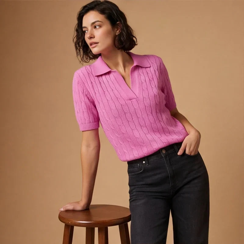 WHITNEY CABLE KNIT POLO