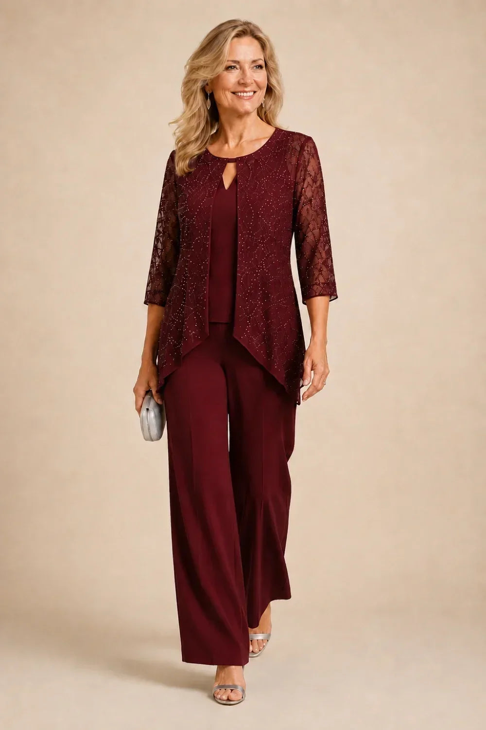 Brillantina | Beaded Lace Layered Pants Set