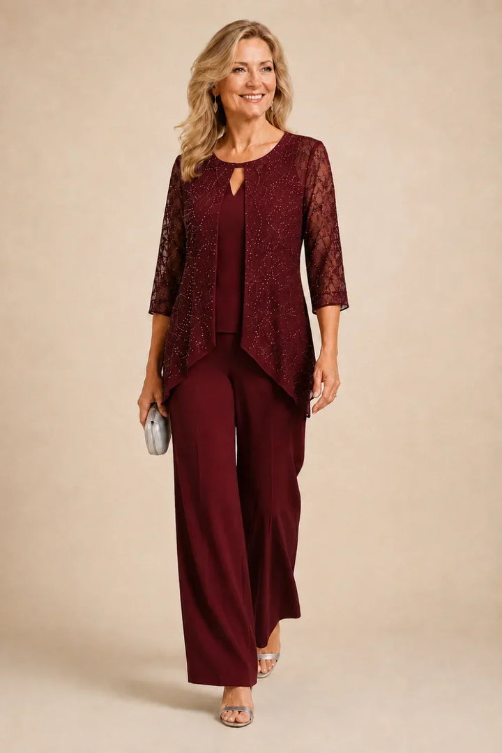Brillantina | Beaded Lace Layered Pants Set