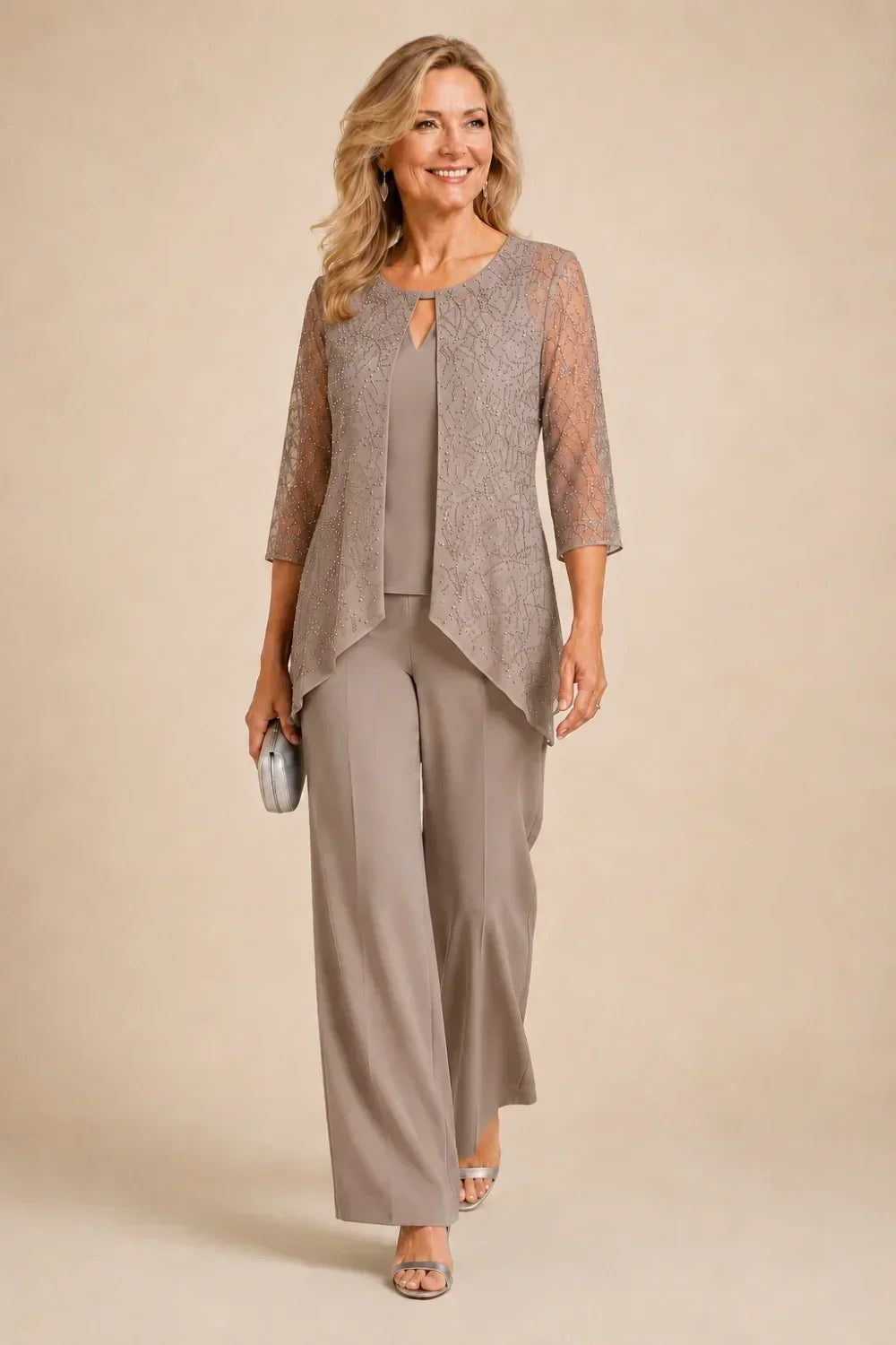Brillantina | Beaded Lace Layered Pants Set