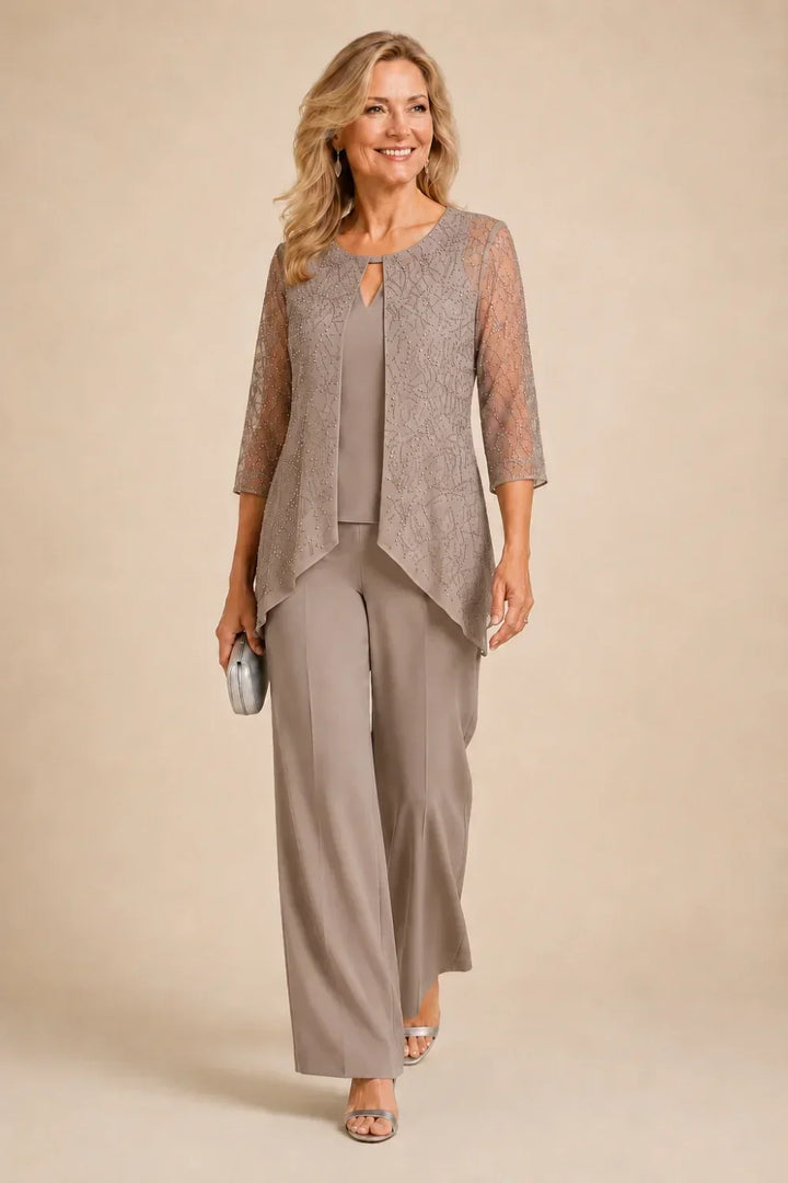 Brillantina | Beaded Lace Layered Pants Set