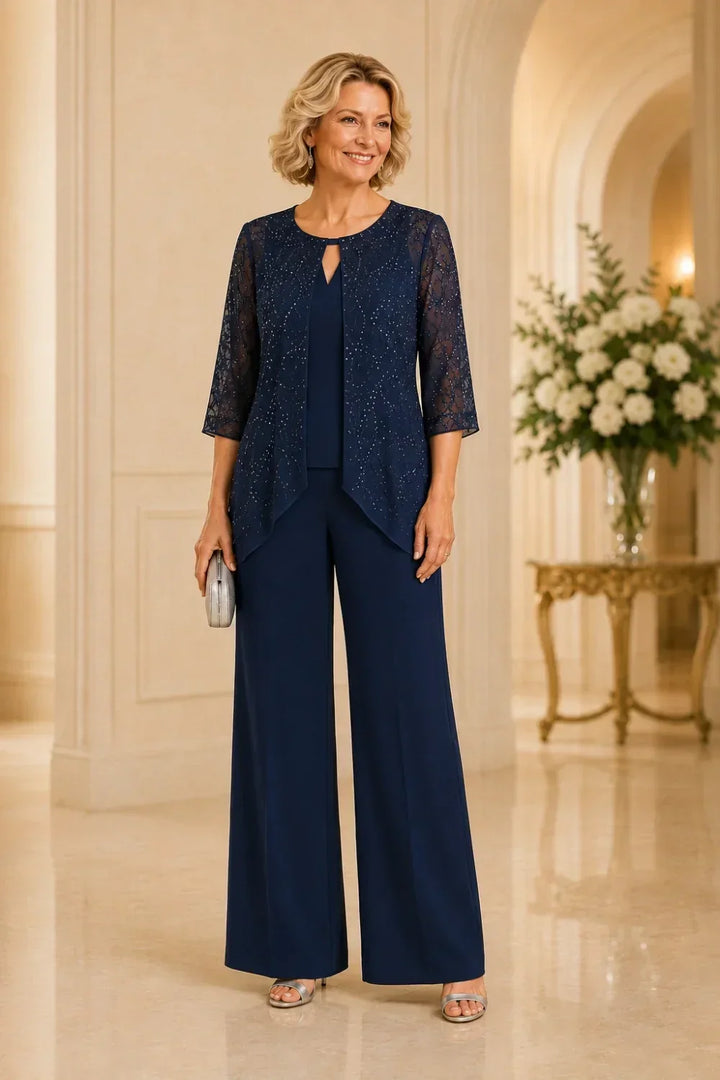 Brillantina | Beaded Lace Layered Pants Set