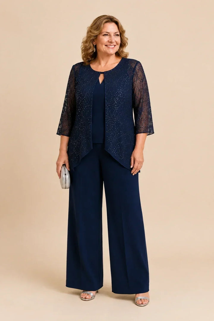Brillantina | Beaded Lace Layered Pants Set