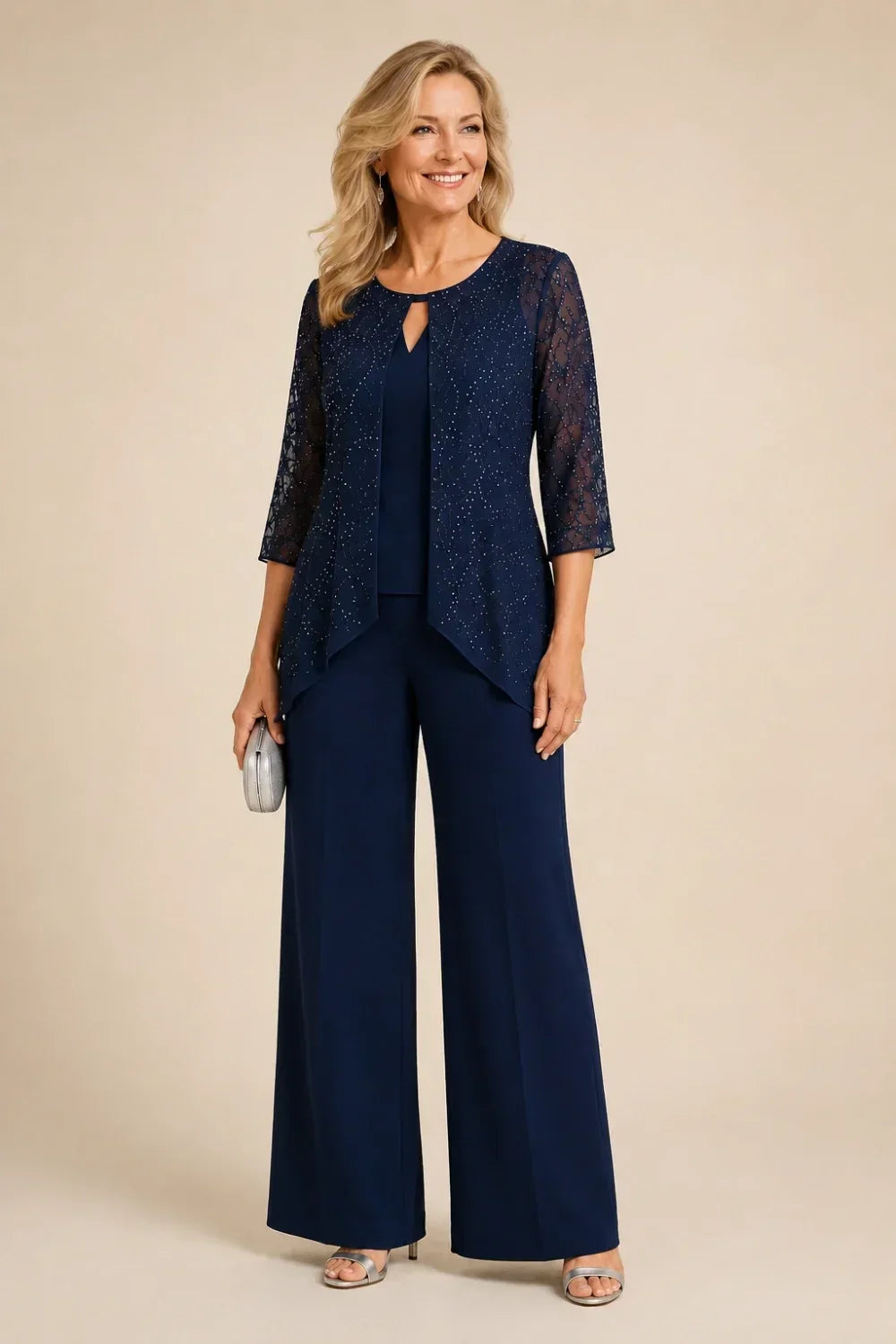 Brillantina | Beaded Lace Layered Pants Set