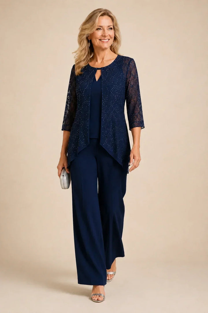 Brillantina | Beaded Lace Layered Pants Set
