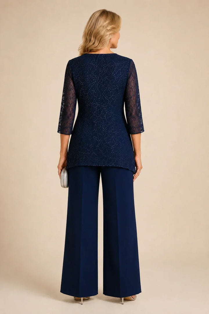 Brillantina | Beaded Lace Layered Pants Set