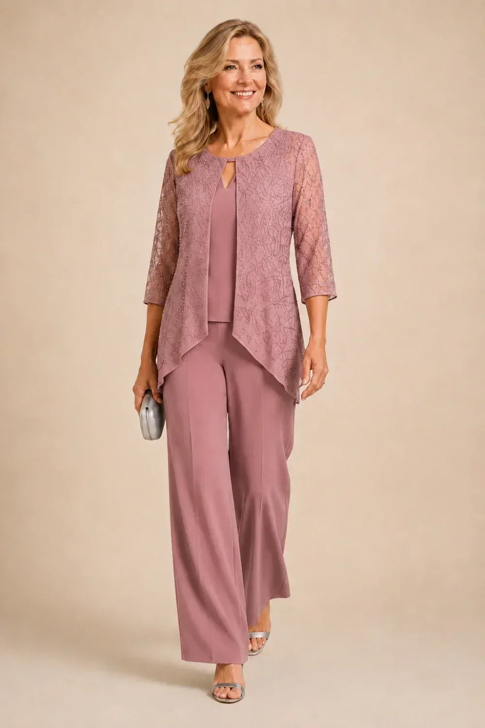 Brillantina | Beaded Lace Layered Pants Set