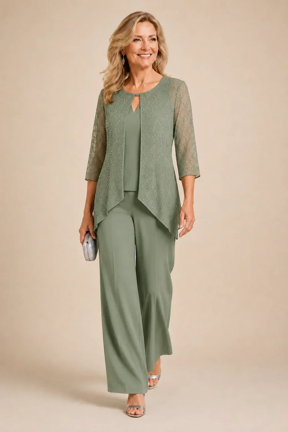 Brillantina | Beaded Lace Layered Pants Set