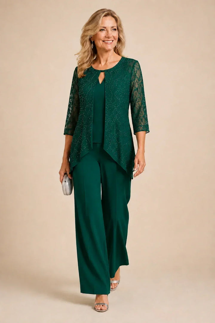 Brillantina | Beaded Lace Layered Pants Set