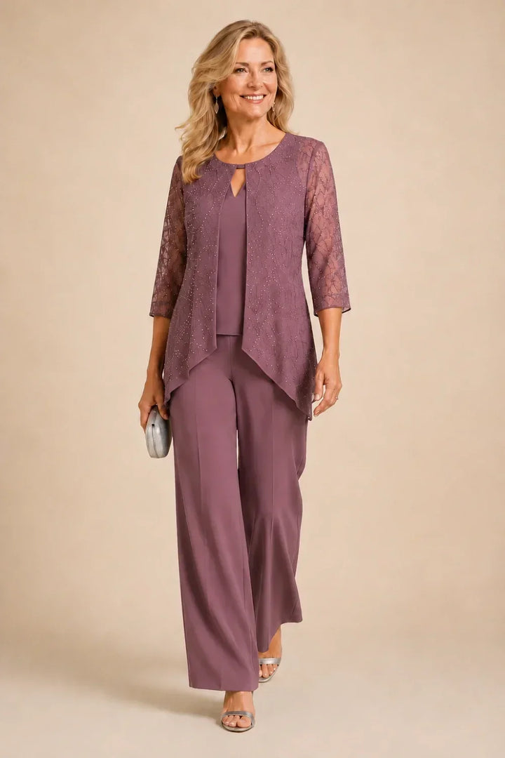 Brillantina | Beaded Lace Layered Pants Set