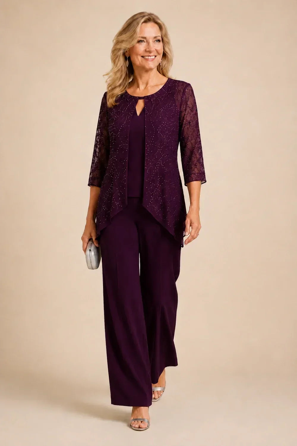 Brillantina | Beaded Lace Layered Pants Set