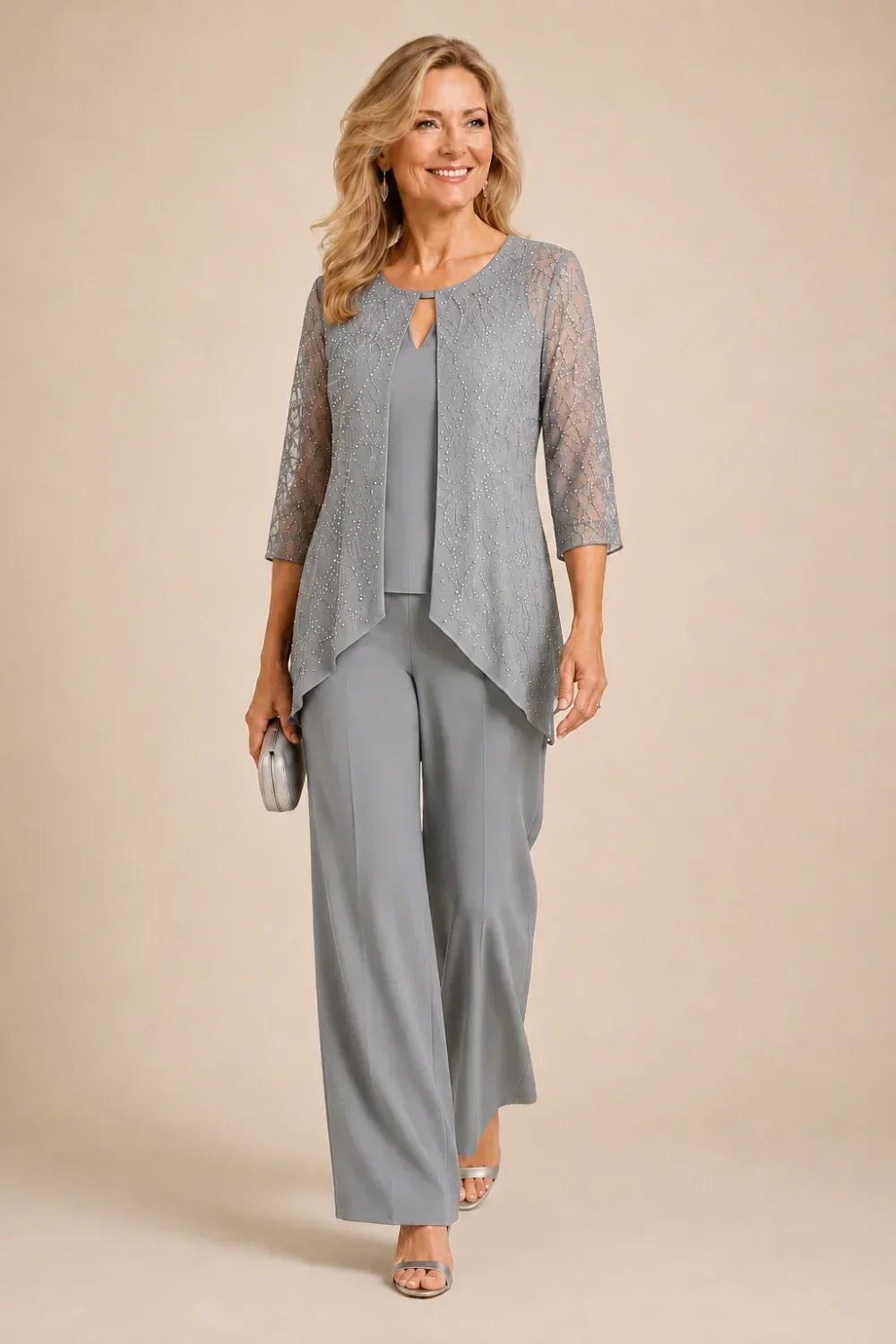 Brillantina | Beaded Lace Layered Pants Set