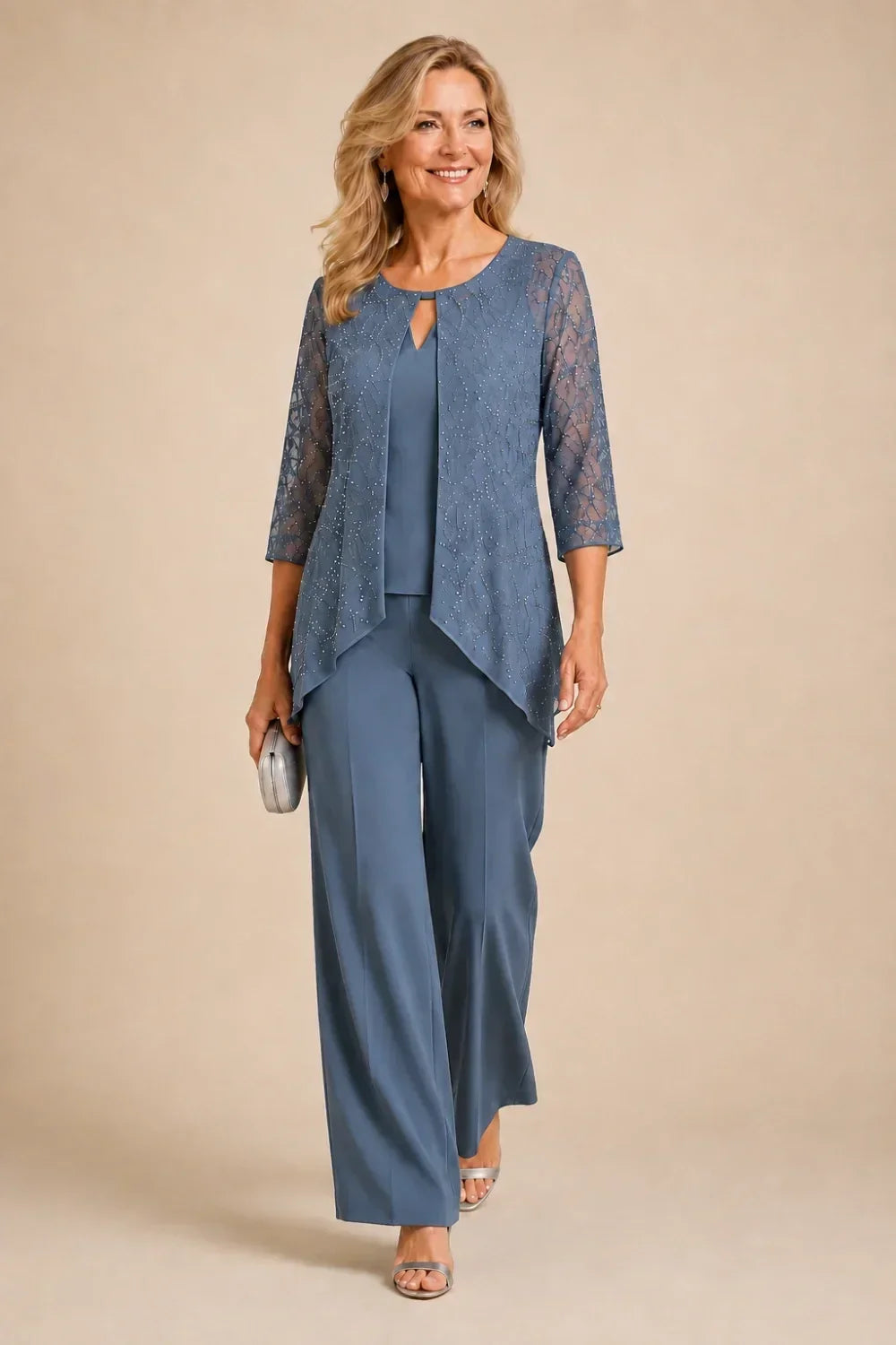 Brillantina | Beaded Lace Layered Pants Set