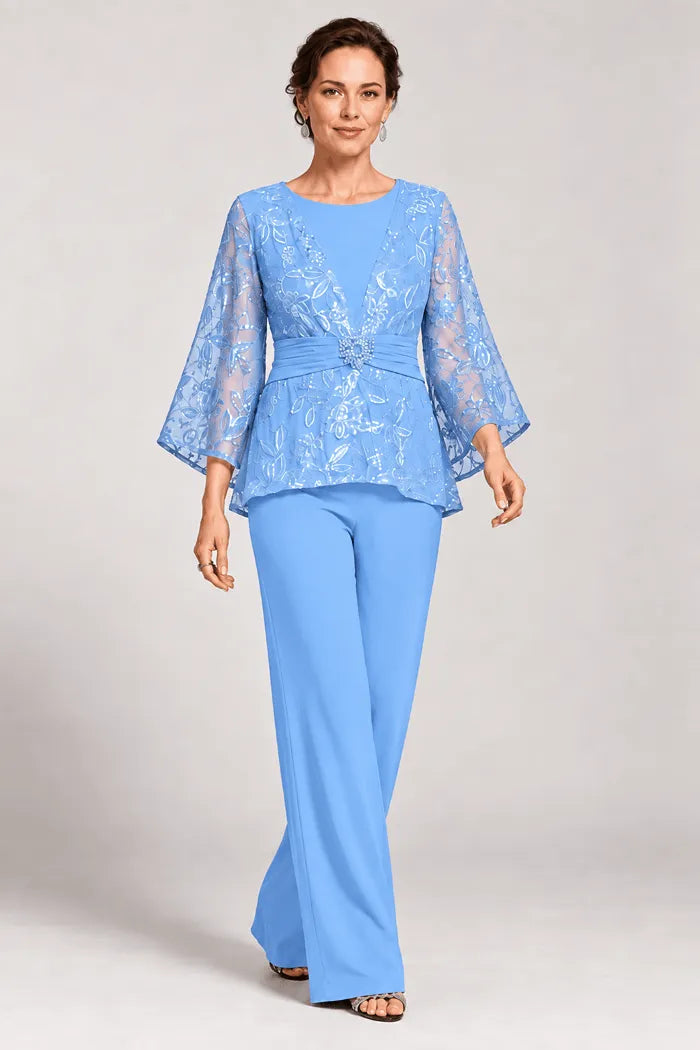 Serenaide | Evening Pants Set with Bell Sleeves