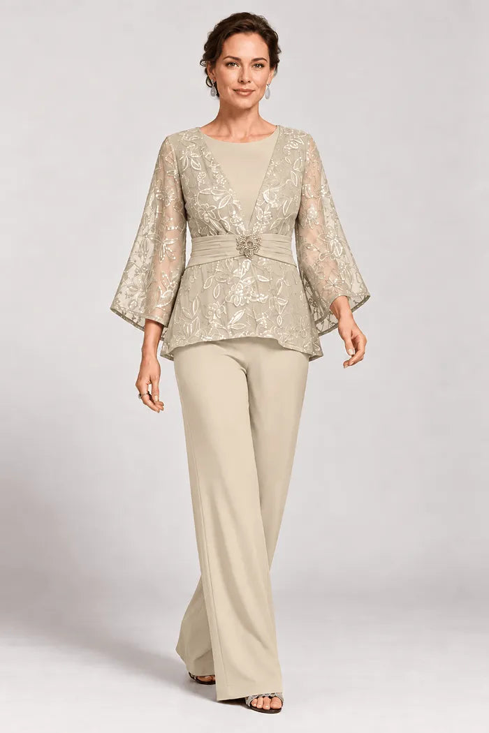 Serenaide | Evening Pants Set with Bell Sleeves