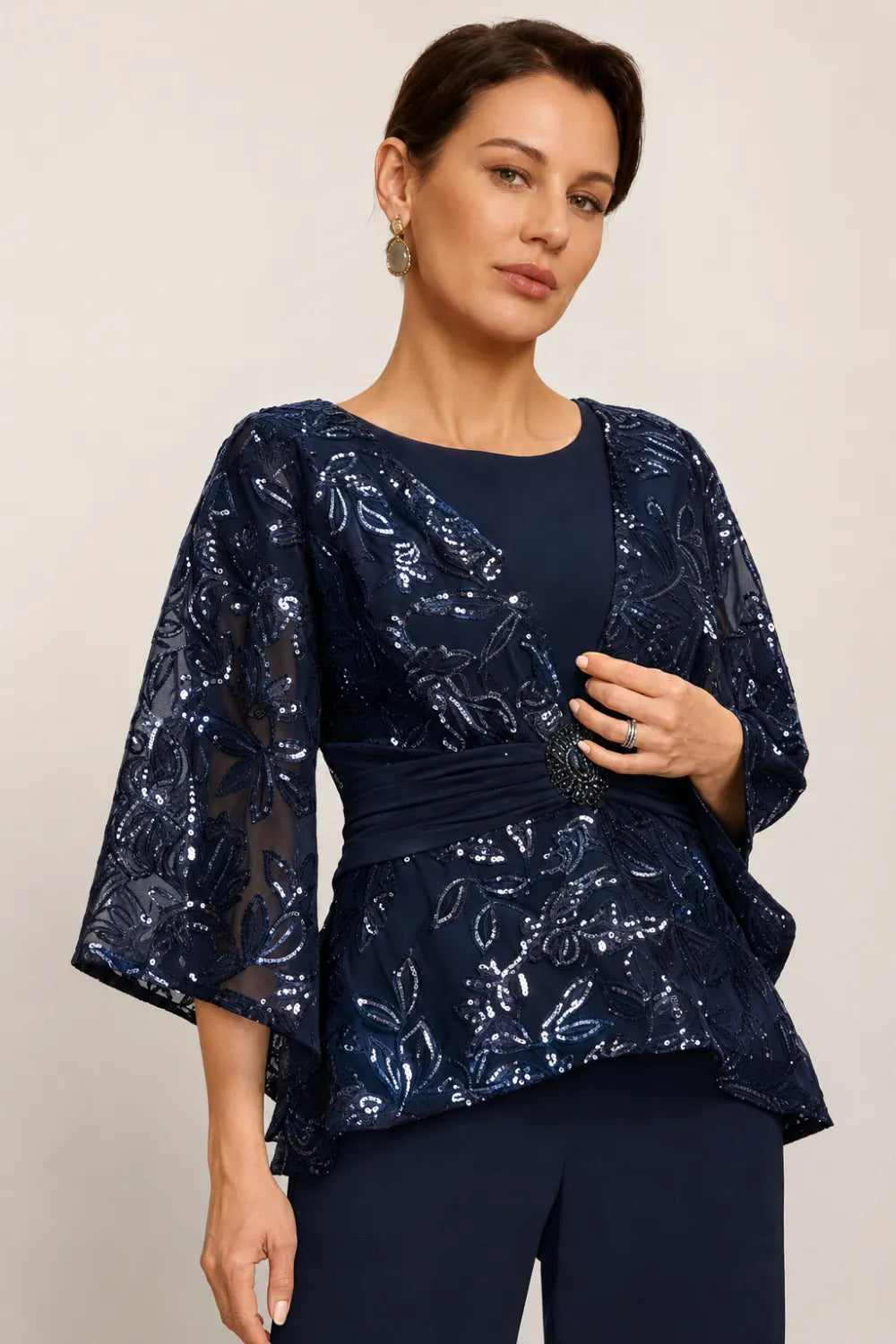 Serenaide | Evening Pants Set with Bell Sleeves