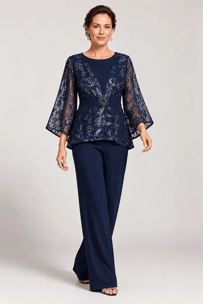 Serenaide | Evening Pants Set with Bell Sleeves