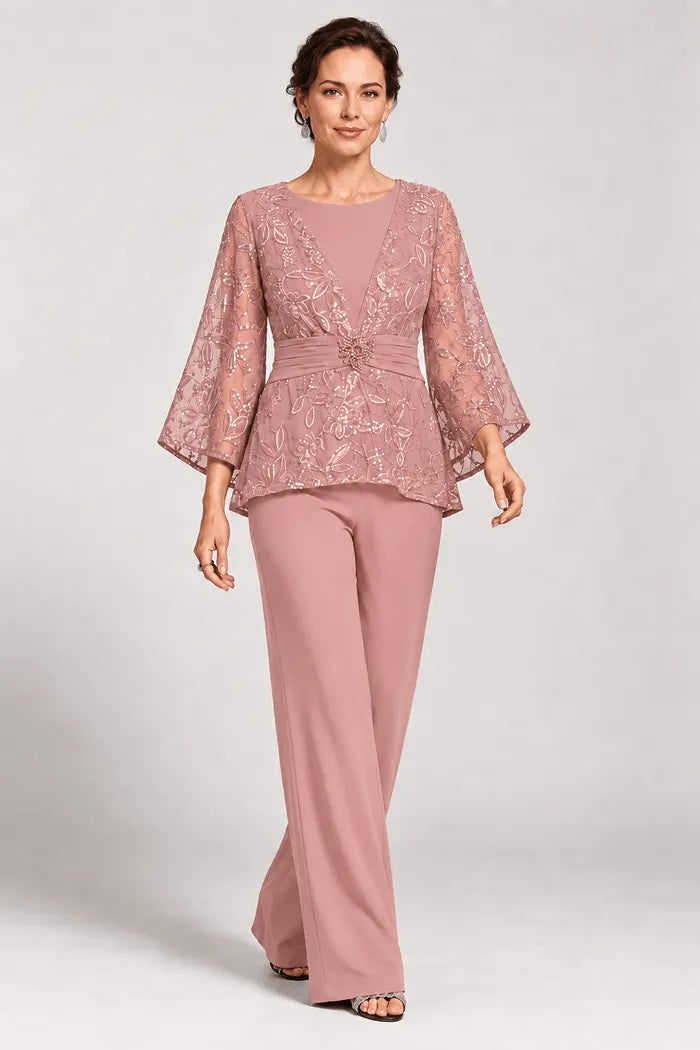Serenaide | Evening Pants Set with Bell Sleeves