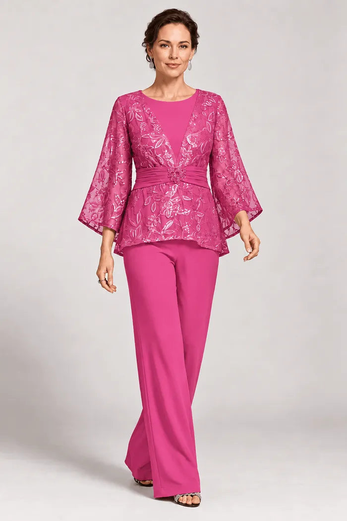 Serenaide | Evening Pants Set with Bell Sleeves