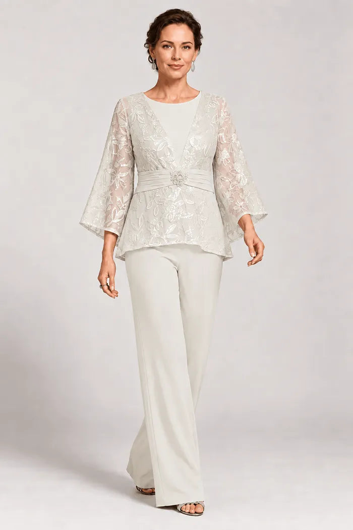 Serenaide | Evening Pants Set with Bell Sleeves