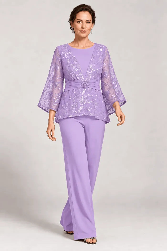 Serenaide | Evening Pants Set with Bell Sleeves