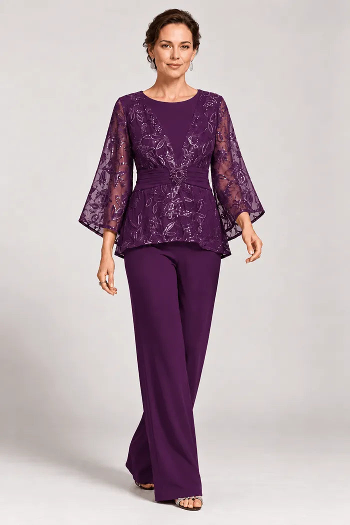 Serenaide | Evening Pants Set with Bell Sleeves