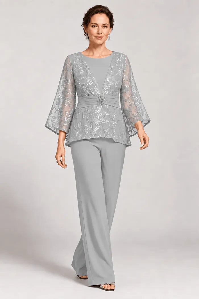 Serenaide | Evening Pants Set with Bell Sleeves