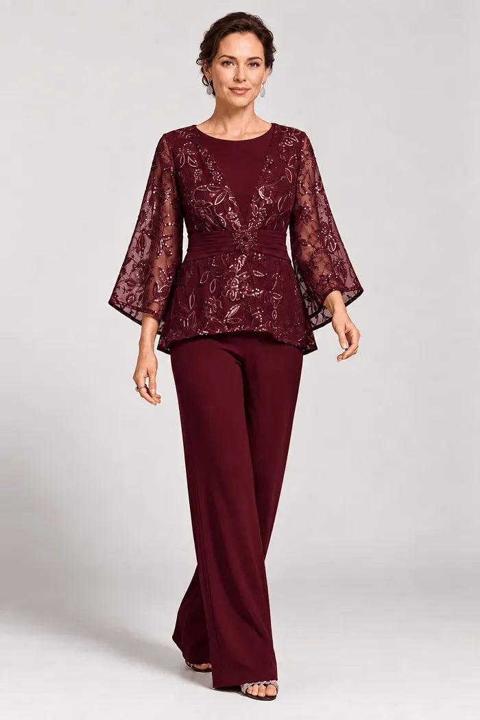 Serenaide | Evening Pants Set with Bell Sleeves