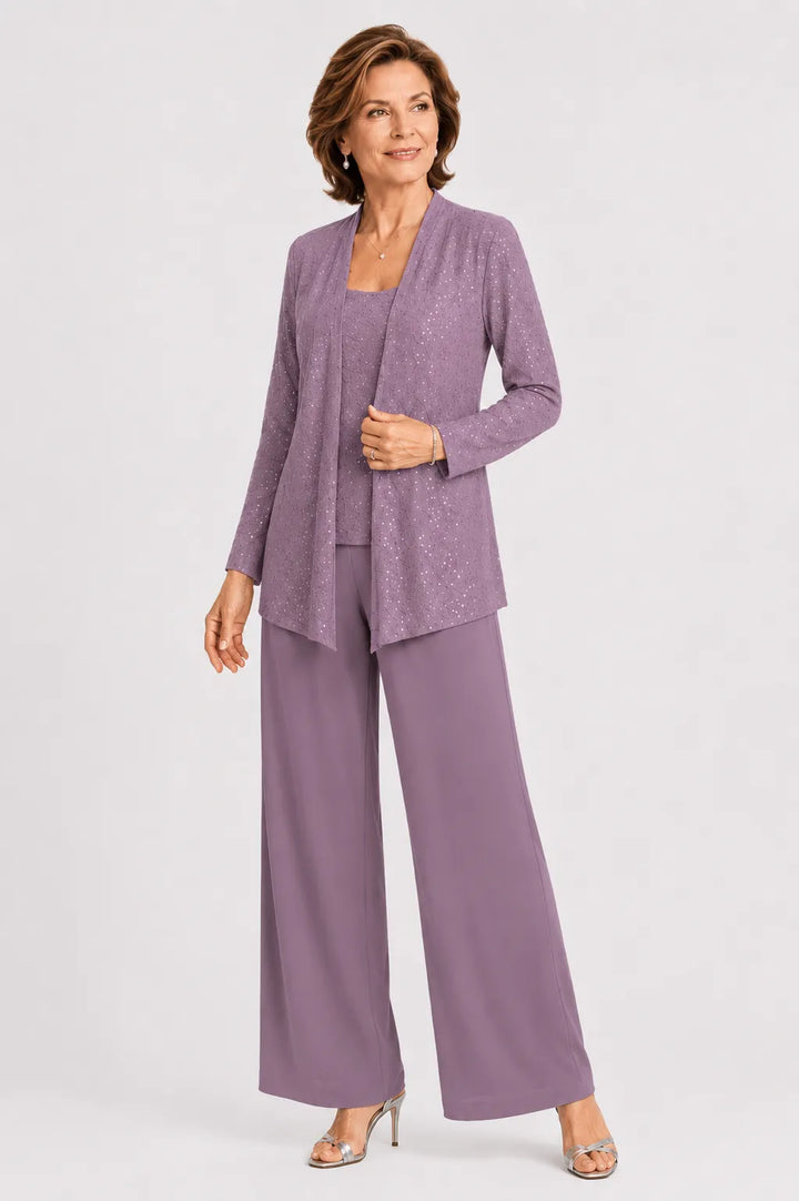 Ricamina | Embroidered Three-Piece Pants Set