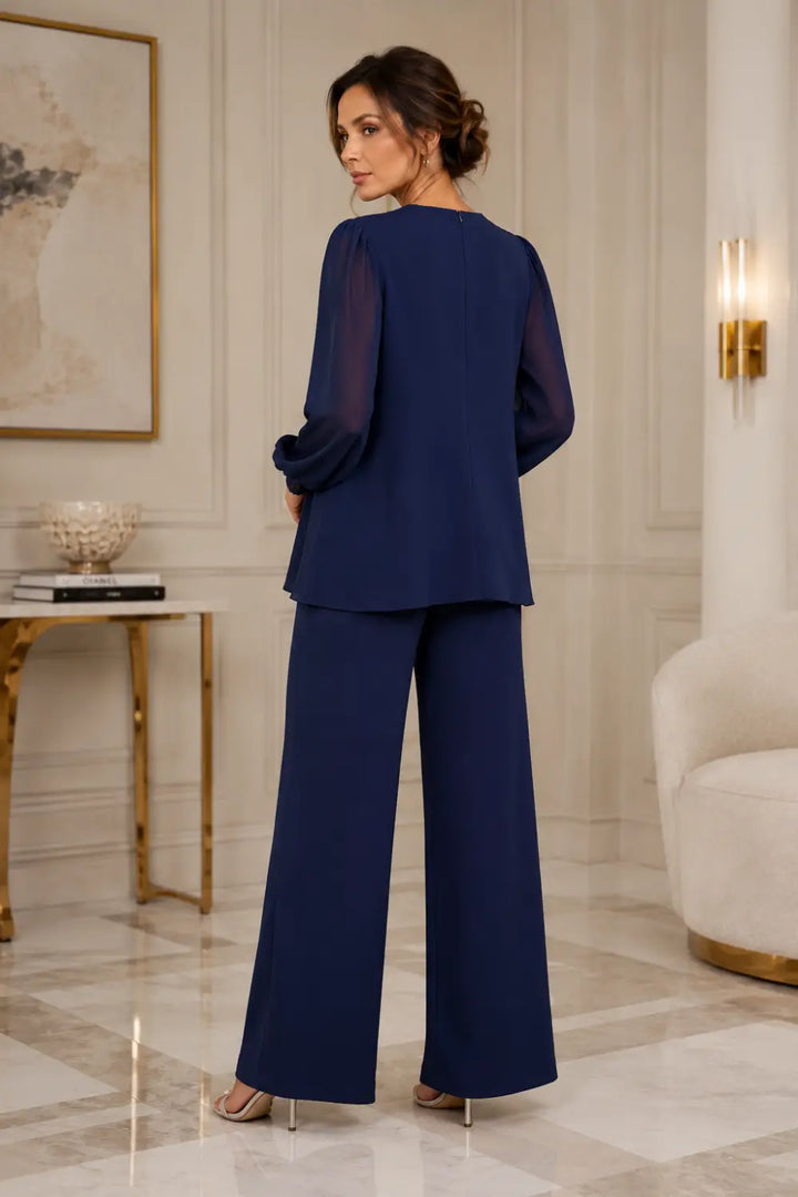 Silvana | V-Neck Chiffon Pants Set