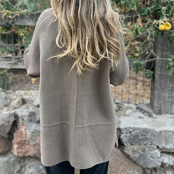 Aurelie | Knit Sleeve Double-Breasted Longline Coat